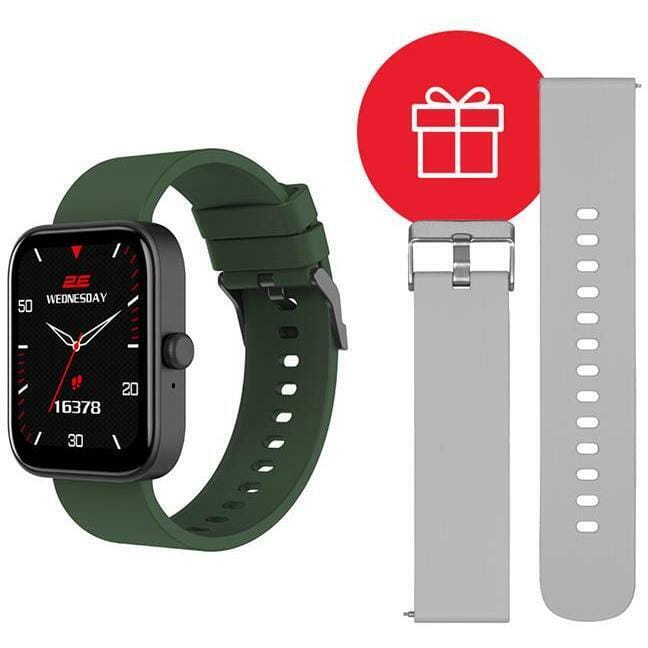 Смарт-часы 2E Alpha SQ Music Edition 46 mm Black/Green (2E-CWW40BKGN-WS)
