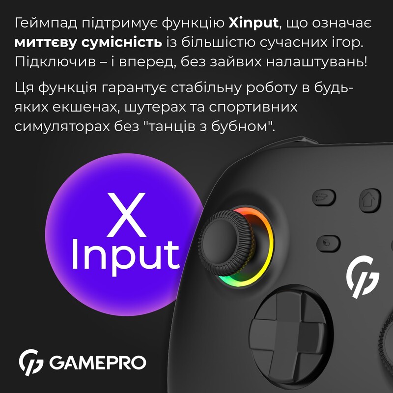Геймпад GamePro із зарядною станцією GPX13BDOC Black