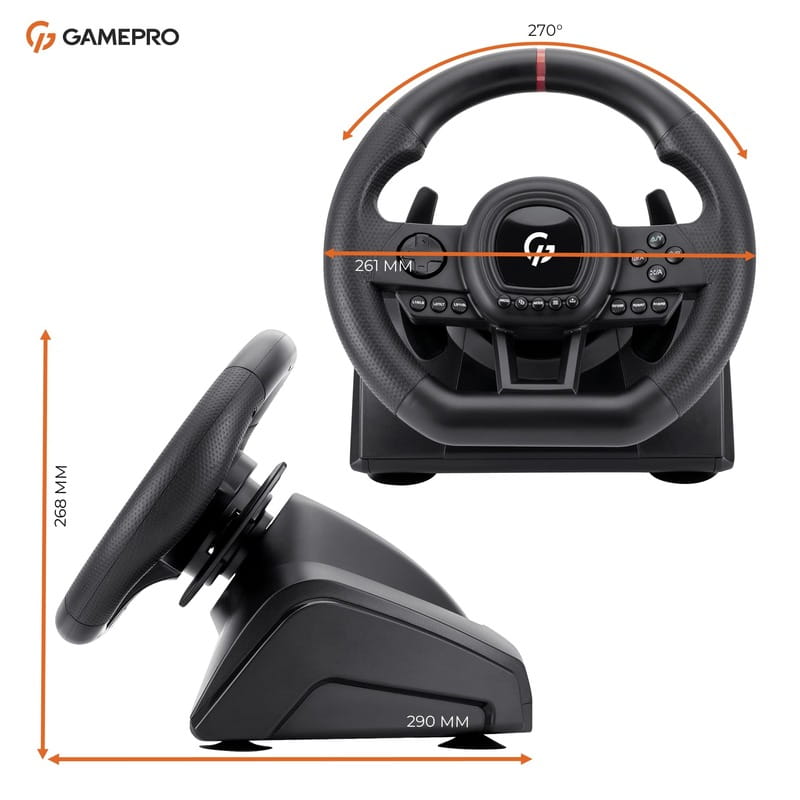 Кермо GamePro RW038PM з педалями та коробкою передач