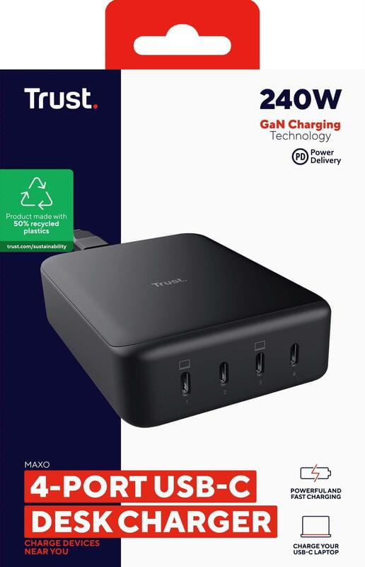 Зарядний пристрій Trust Maxo 240W Black (25413)