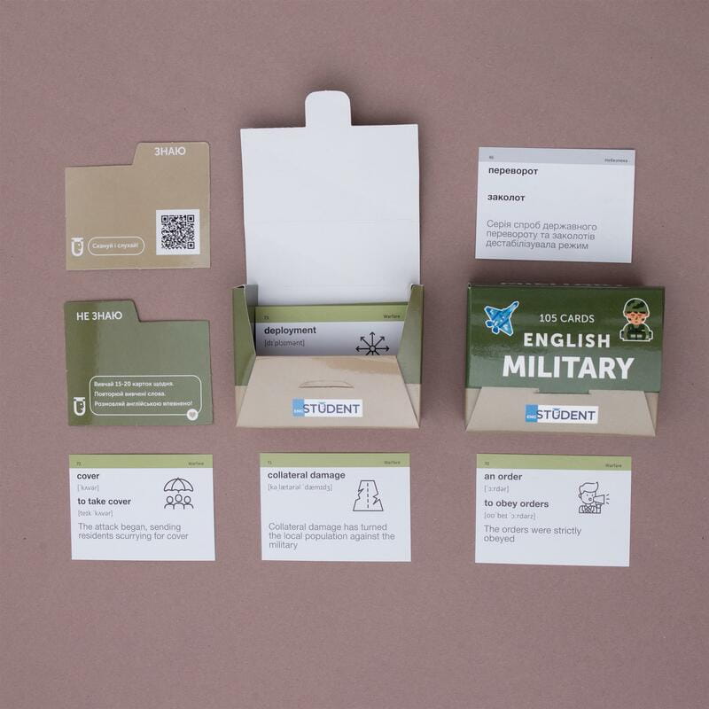 Карточки для изучения английского языка English Student. Military English