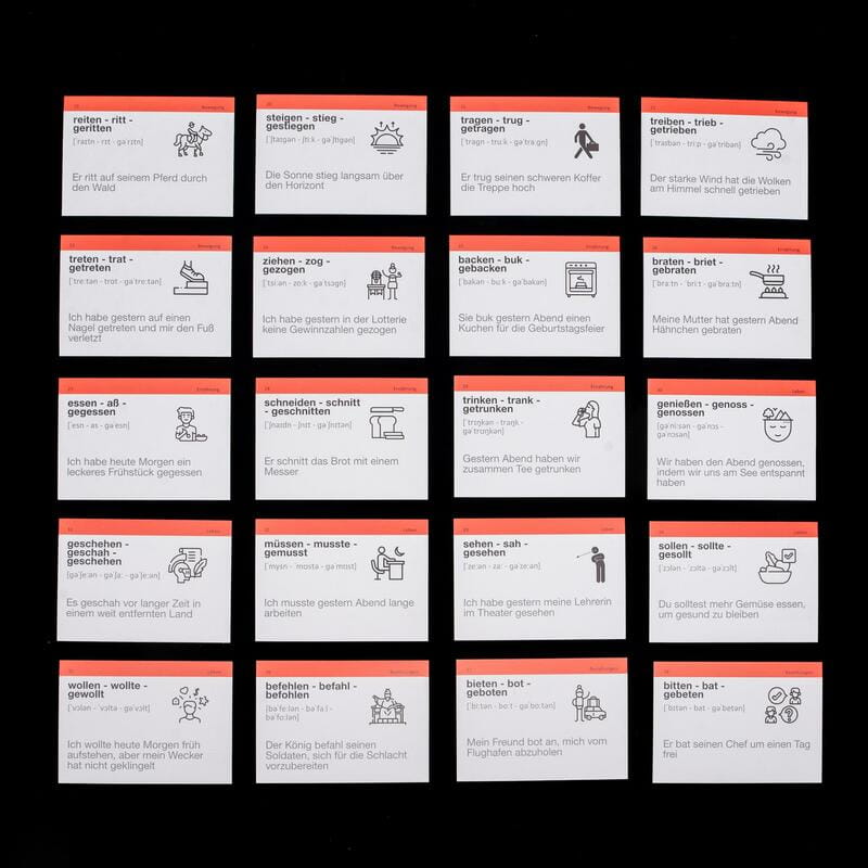 Картки для вивчення німецької мови English Student. Starke Verben - сильні дієслова