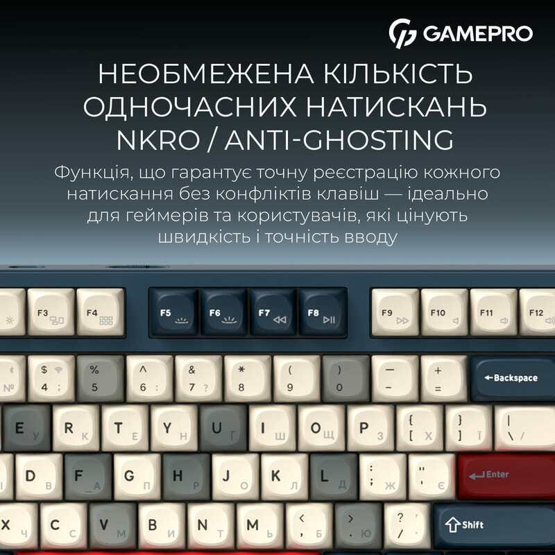 Клавіатура бездротова GamePro Asgard Ragnar Keychron Super Red Switch Blue (MK285BL)