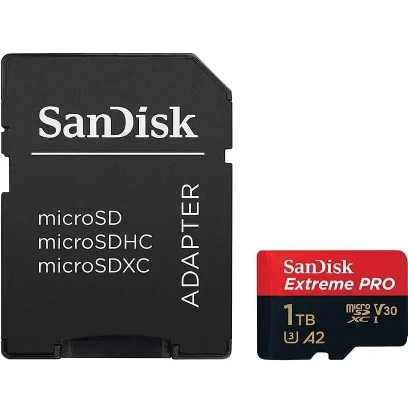 Карта пам`ятi MicroSDXC 1TB UHS-I R200/W140MB/s SanDisk Extreme Pro V30 U3 + SD Adapter (SDSQXCD-1T00-GN6MA)