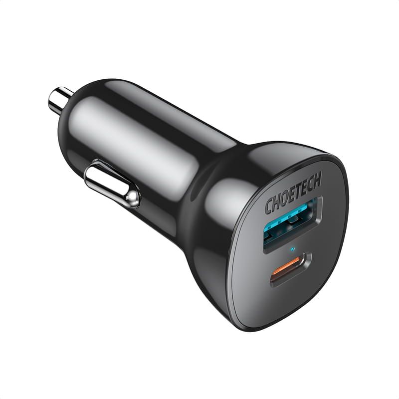 Автомобильное зарядное устройство Choetech (1USB Type C; 1USB) 38W PD3.0 QC3.0 Black (TC0005-BK)
