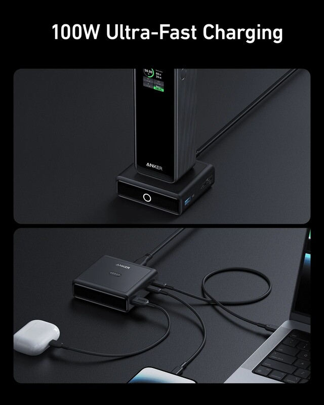 Сетевое зарядное устройство Anker Prime 100W, 2xUSB-C, 1xUSB-A, Pogo pin Black (A1902311)