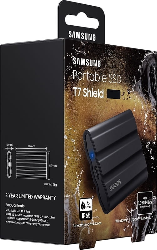 Накопичувач зовнішній SSD 2TB Samsung T7 Shield Black (MU-PE2T0S/WW)