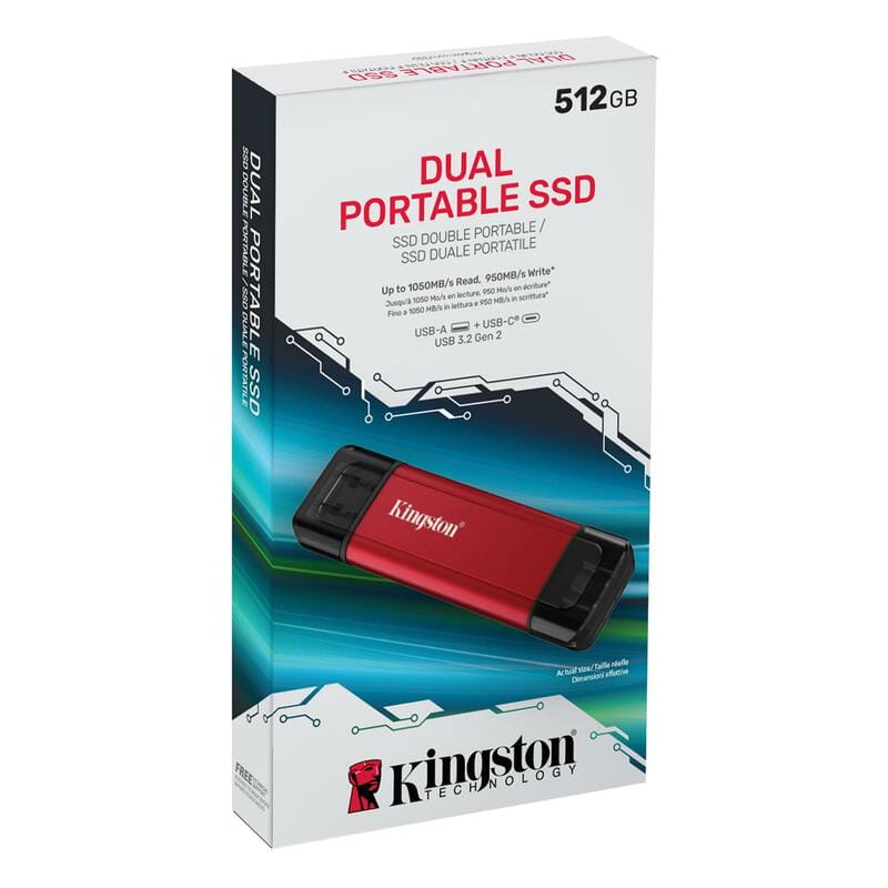 Накопитель внешний SSD 512GB Kingston Dual Portable Red (SPSD/512GB)