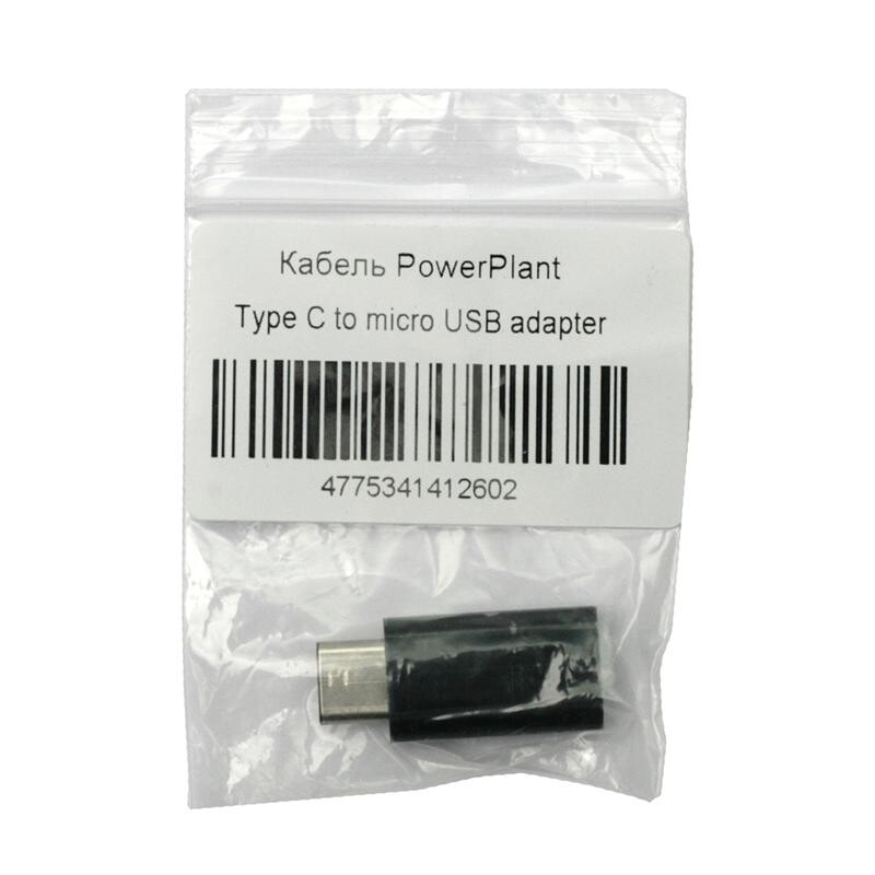 Переходник PowerPlant (KD00AS1260) microUSB(AF)-USB Type-C(M), Black