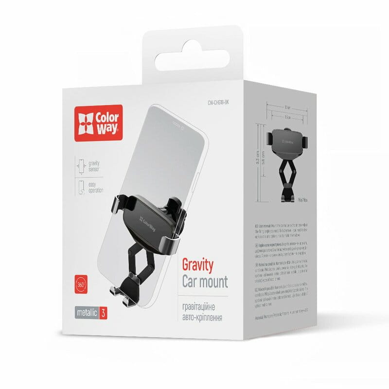 Тримач автомобільний СolorWay Gravity Mechanical Car Mount (CW-CHG18-BK)