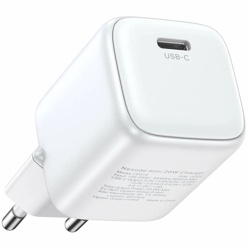 Зарядний пристрій Ugreen X512 1xUSB 20W (USB-C) White (55554)