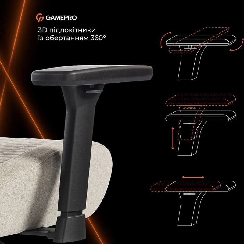 Кресло для геймеров GamePro GC760LG Fabric Light Gray
