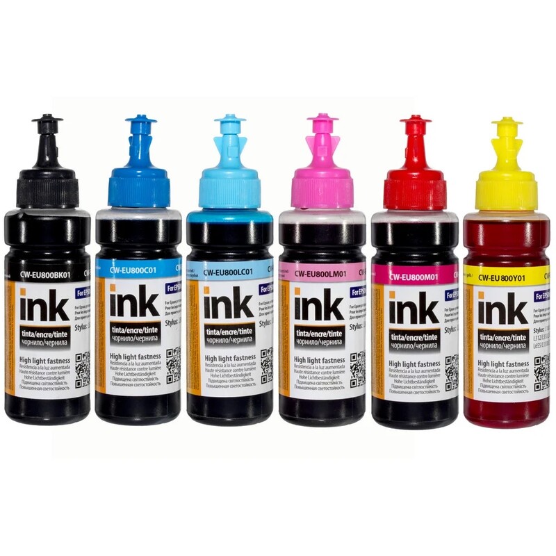 Комплект светостойких чернил ColorWay Epson L800 BK/С/LC/LM/M/Y (CW-EU800SET01) 6х100мл