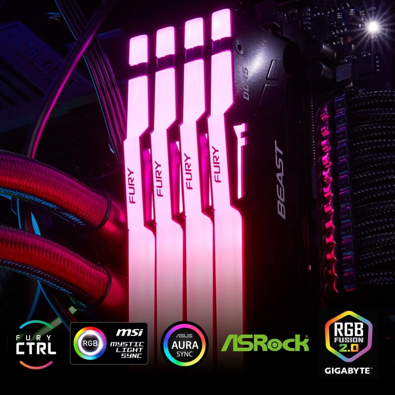 Модуль памяти DDR5 32GB/6000 Kingston Fury Beast RGB Black (KF560C36BBE2A-32)