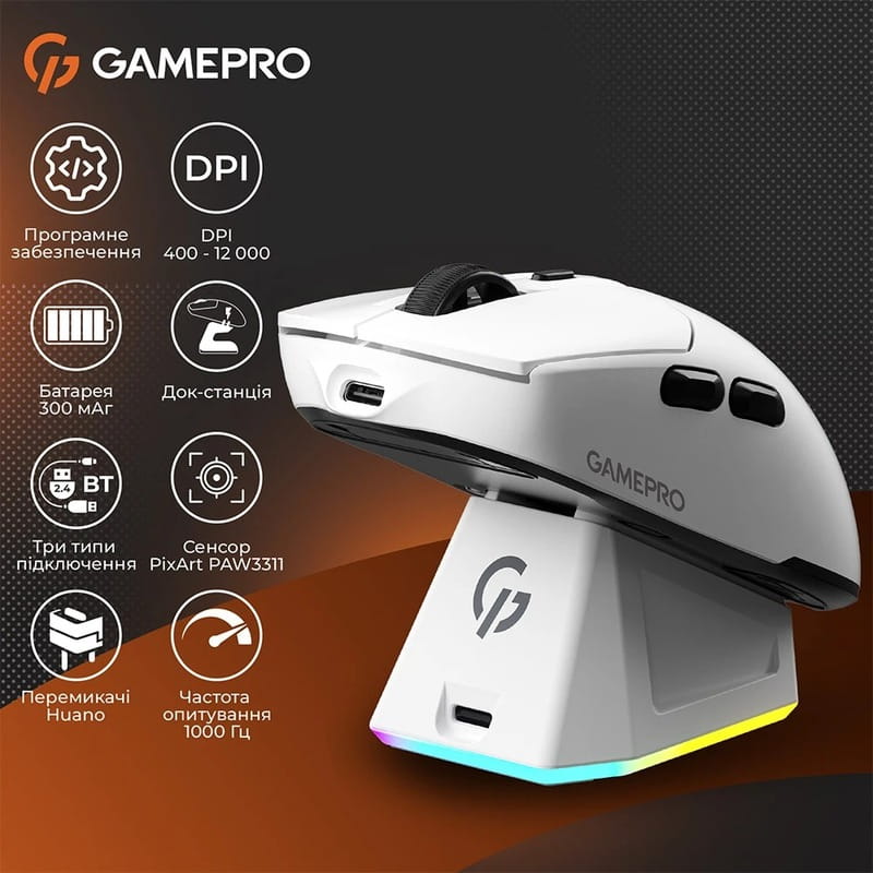 Миша бездротова GamePro Genesis Airmaster White (GM167W)