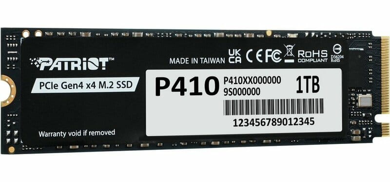 Накопичувач SSD 1TB Patriot P410 M.2 2280 PCIe NVMe 4.0 x4 TLC (P410P1TBM28H)