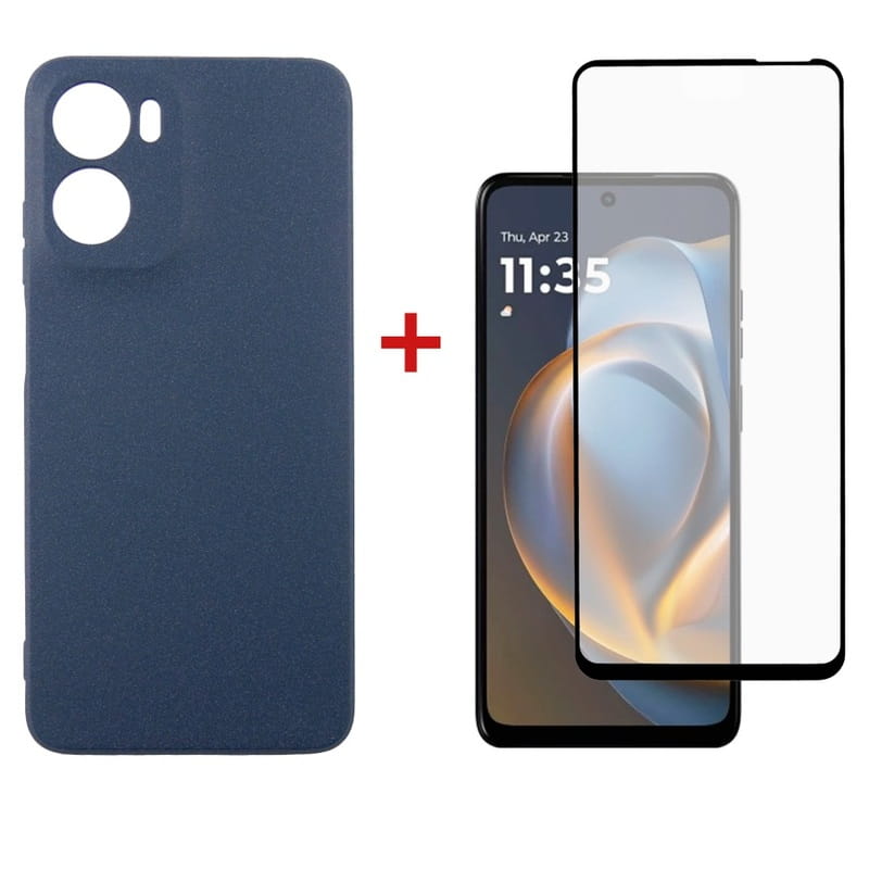 Чeхол-накладка Dengos Carbon для Motorola Moto G05 Blue (DG-KM-179) + защитное стекло