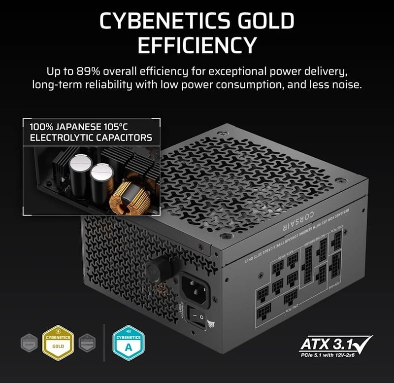 Блок живлення Corsair RM1000x Shift ATX 3.1 1000W (CP-9020300-EU)