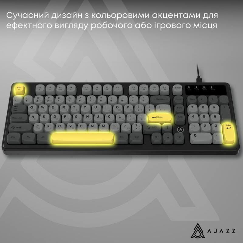 Клавиатура Ajazz AF98 Black USB-C Black Gray Yellow (AF98-BGY)