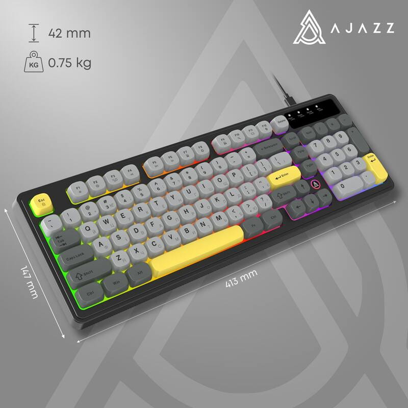 Клавиатура Ajazz AF98 Black USB-C Black Gray Yellow (AF98-BGY)