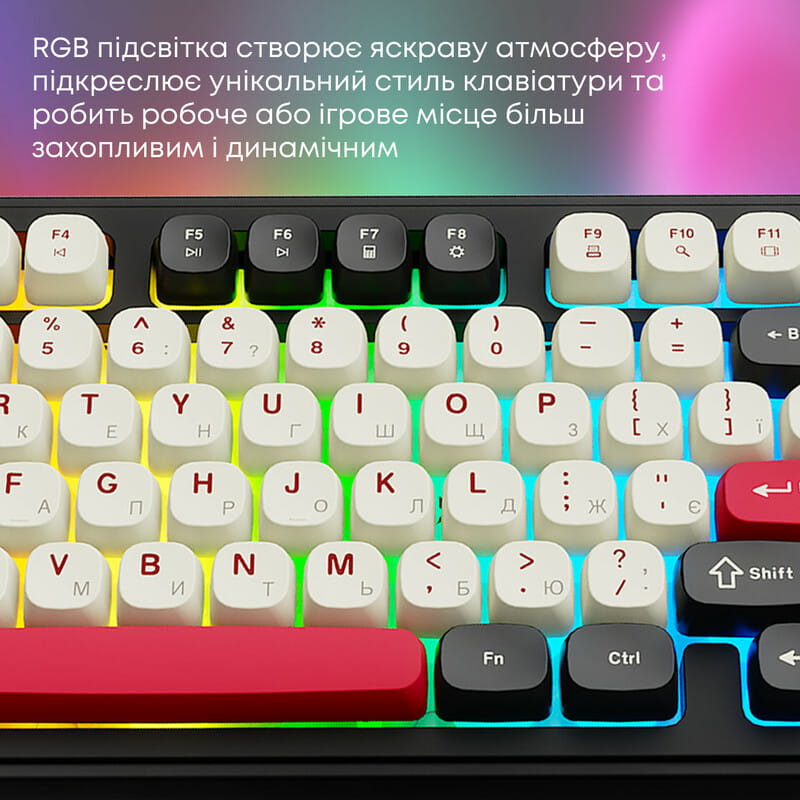 Клавіатура бездротова Ajazz AF98 Plus Black Shark Red (AF98-PLUS-BSR)