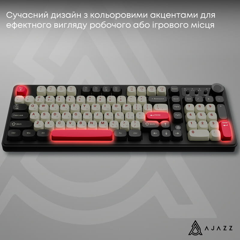 Клавіатура бездротова Ajazz AF98 Plus Black Shark Red (AF98-PLUS-BSR)