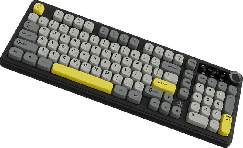 Клавіатура бездротова Ajazz AF98 Plus Black Gray Yellow (AF98-PLUS-BGY)
