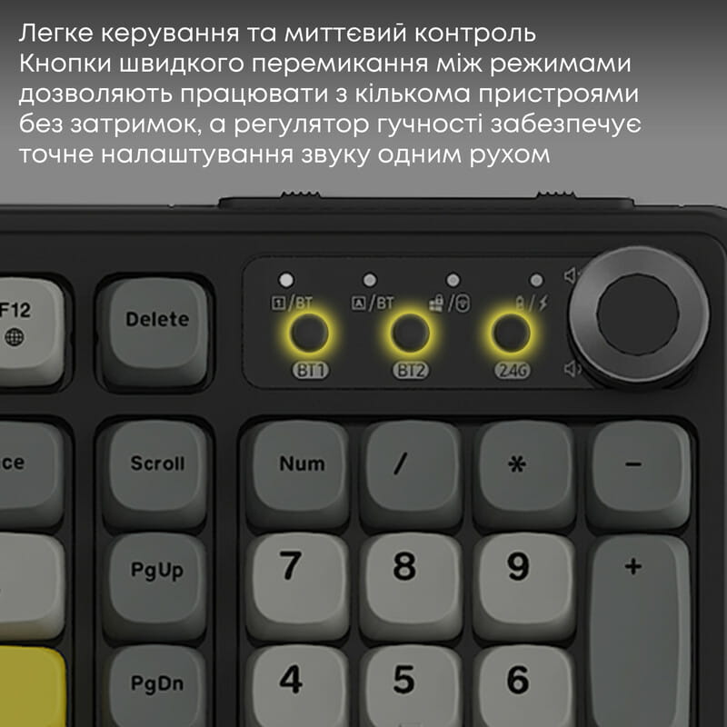 Клавіатура бездротова Ajazz AF98 Plus Black Gray Yellow (AF98-PLUS-BGY)