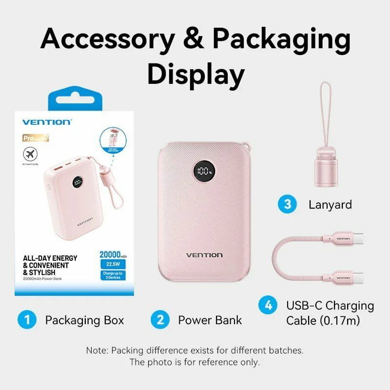 Універсальна мобільна батарея Vention 20000mAh 22.5W Black (FKBB0-C)