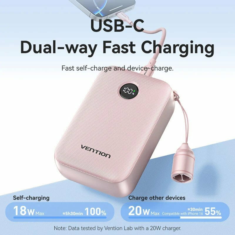 Універсальна мобільна батарея Vention 20000mAh 22.5W Black (FKBB0-C)