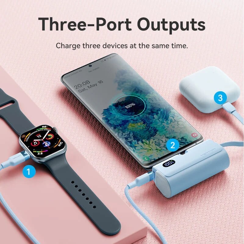 Универсальная мобильная батарея Vention 4800mAh 22.5W White (FHQW0)