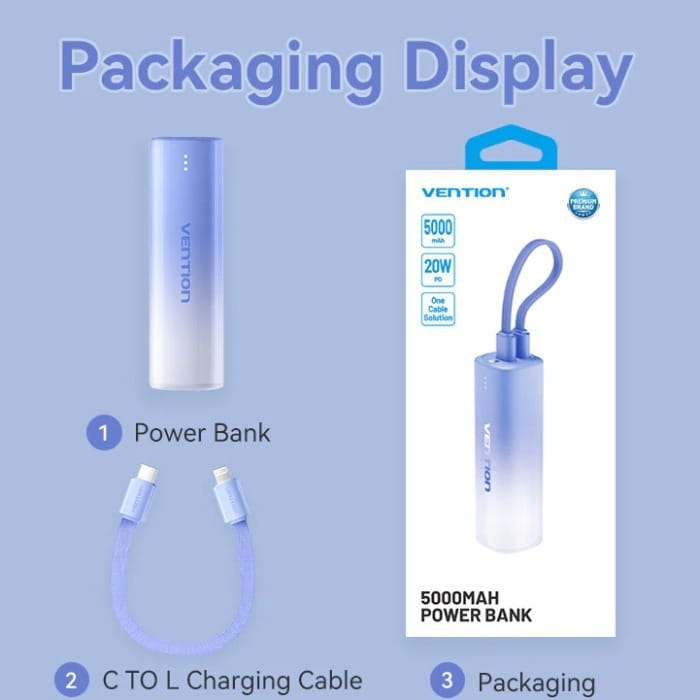 Універсальна мобільна батарея Vention 5000mAh 20W Gradient Blue (FHWL0)
