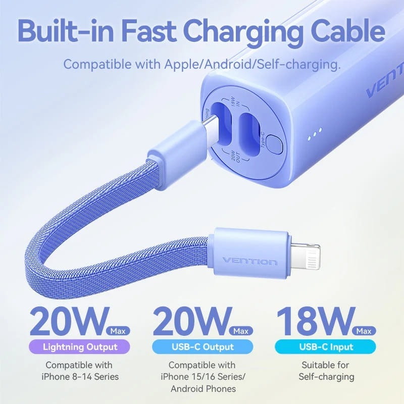 Універсальна мобільна батарея Vention 5000mAh 20W Gradient Blue (FHWL0)