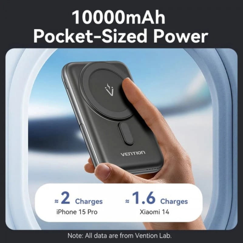 Універсальна мобільна батарея Vention Magnetic Wireless 10000mAh 20W Black (FHNB0)