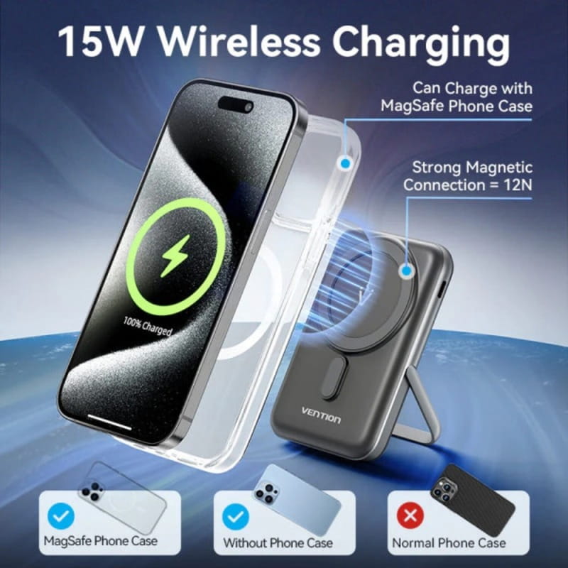 Універсальна мобільна батарея Vention Magnetic Wireless 10000mAh 20W White (FHNW0)