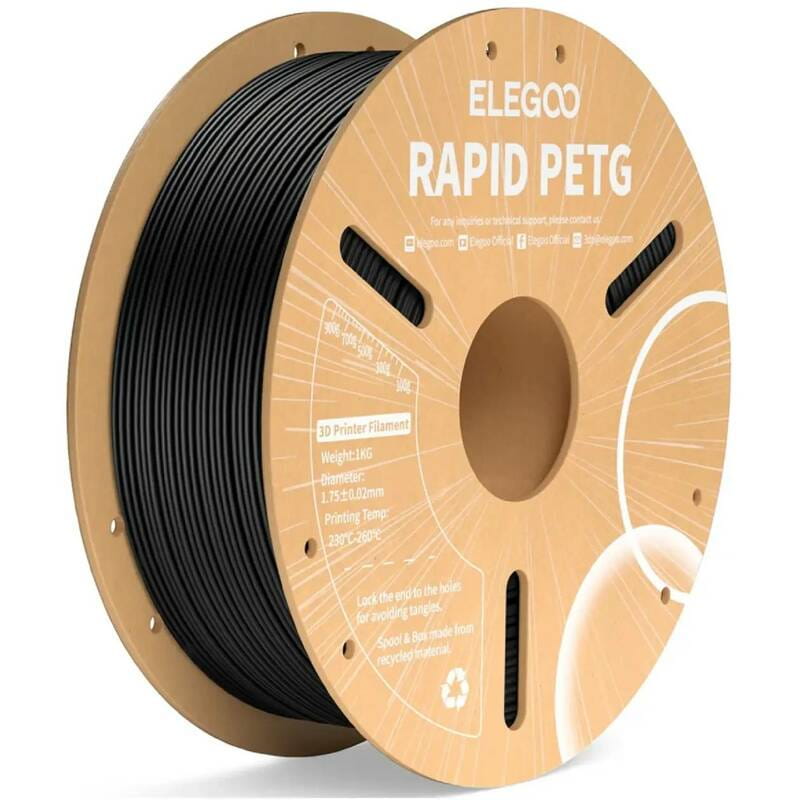 Филамент пластик Elegoo для 3D-принтера Rapid Petg 1.75 мм 1 кг, черный (50.203.0216)