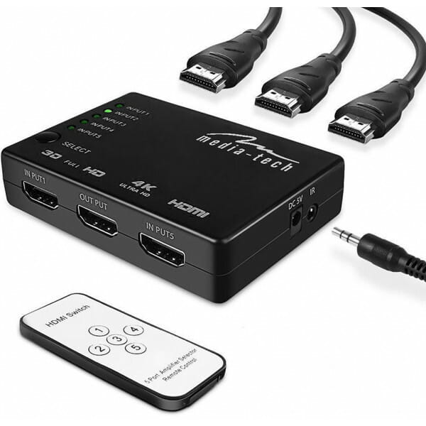 Разветвитель (сплиттер) Media-Tech (MT5207) HDMI 5 портов, поддержка UHD 4K
