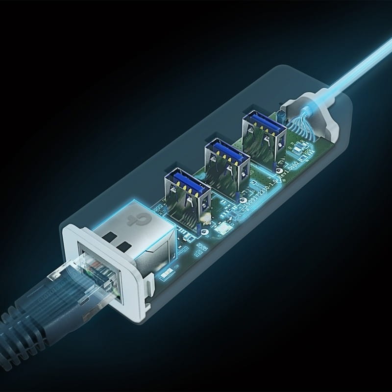 Сетевой адаптер TP-Link UE330C (USB-C 3.0, 10/100/1000Mbps, 3xUSB 3.0 HUB)