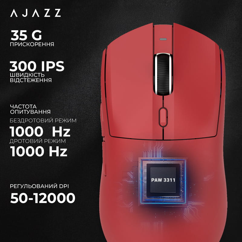 Мышь беспроводная Ajazz AJ139 V2 Red (AJ139-V2-MC-R)