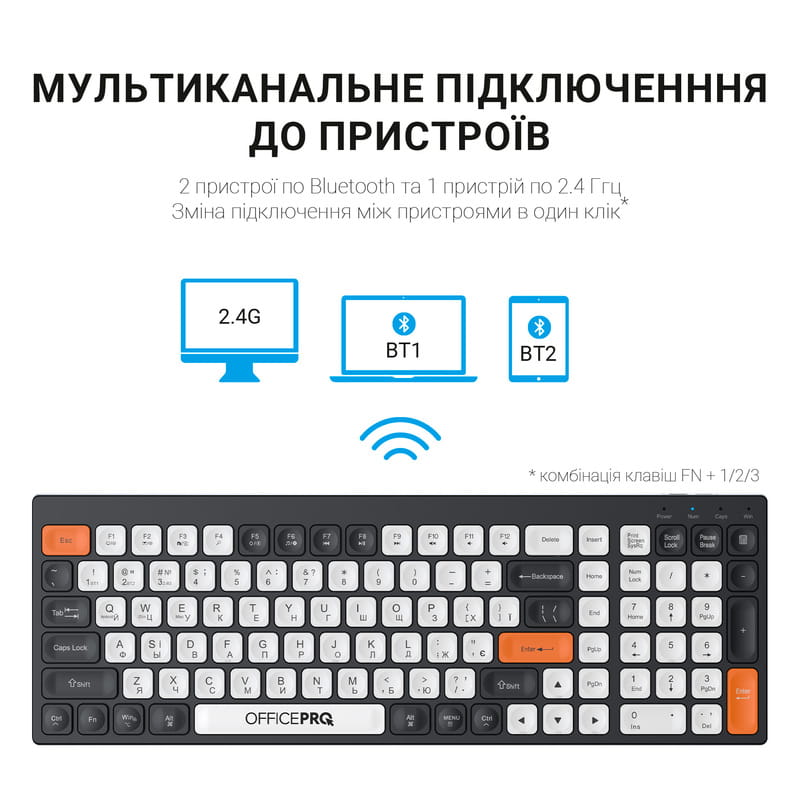 Клавіатура бездротова OfficePro SK985BO Bluetooth Black/White