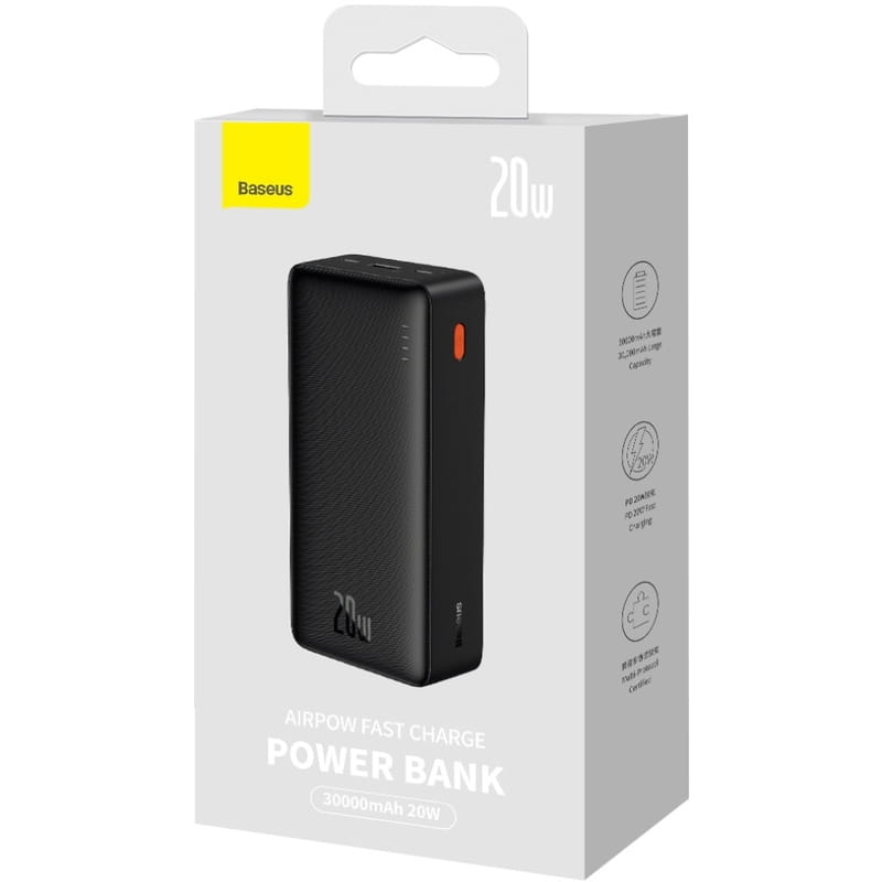 Універсальна мобільна батарея Baseus Airpow 30000mAh 20W Black (PPQD090101)