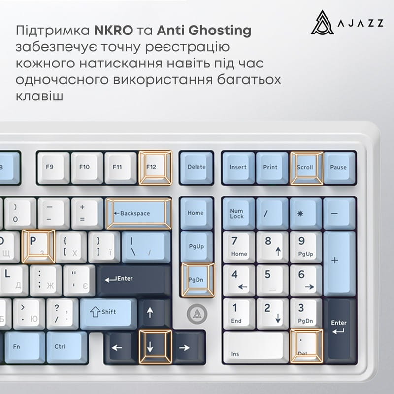 Клавиатура Ajazz AK980 Max Magnetic Switch Blue/White/Dark Blue (AK980-MAX-M-BWDB)