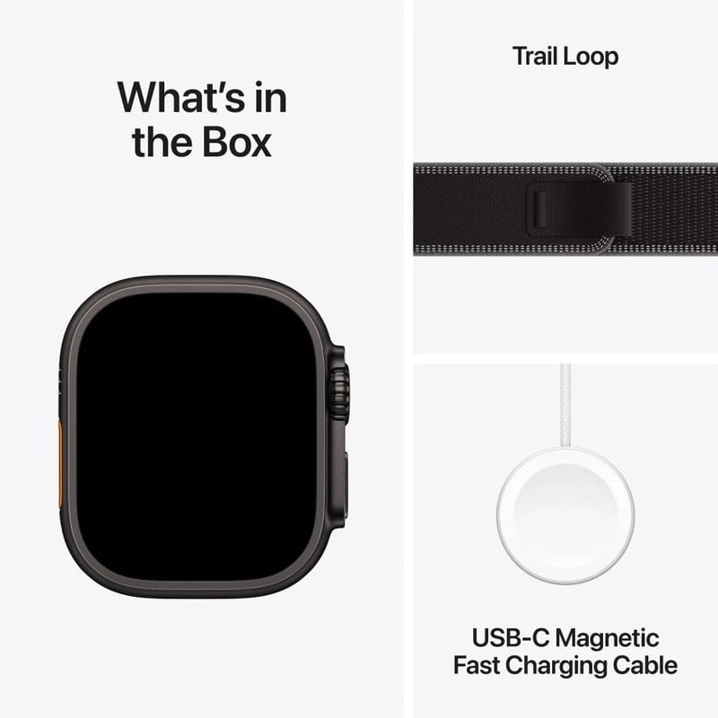 Смарт-часы Apple Watch Ultra 3 GPS + Cellular 49mm Black Titanium Case with Black/Charcoal Trail Loop - S/M (MF1D4QP/A)