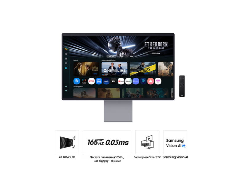 Монітор Samsung 32" Smart M9 (LS32FM902SZXUA) QD-OLED Black 165Hz