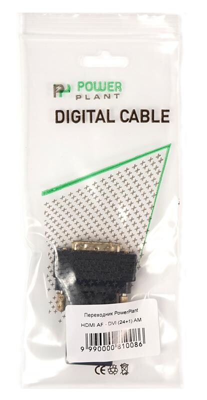 Перехідник PowerPlant (KD00AS1301) HDMI(AF)-DVI(AM), 360 градусів, Black