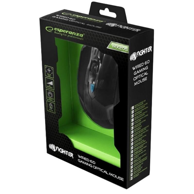 Мишка Esperanza EGM205B Fighter Black/Blue USB