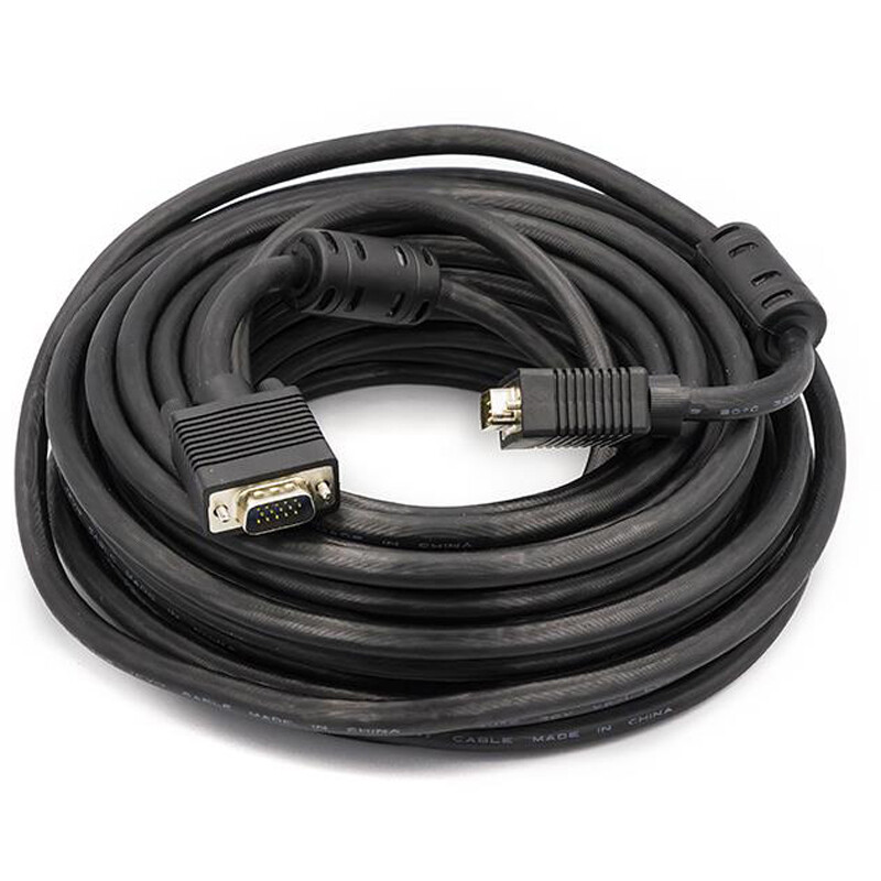 Кабель PowerPlant (CA911042) VGA-VGA, 10м, Double ferrites, чорний