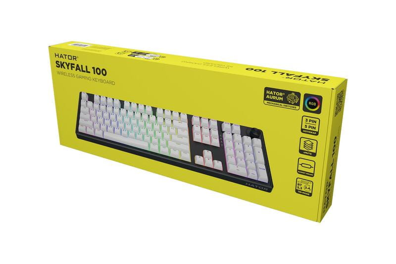 Клавіатура бездротова Hator Skyfall 100 Wireless Black/White (HTK3100UA)