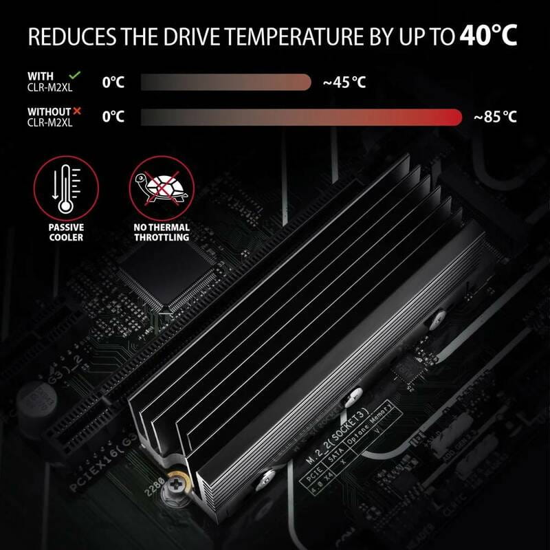 Радіатор охолодження для SSD Axagon M2 Black (CLR-M2XL)
