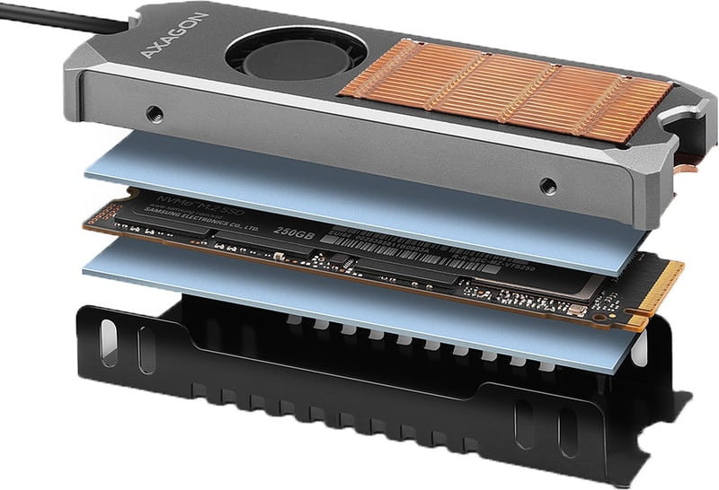 Радіатор охолодження для SSD Axagon M2 Silver (CLR-M2FAN)